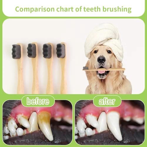 Image of DR PERFECT Ultra Soft Bristle Eco-Friendly Bamboo Dog Toothbrush, for Sensitive Gum Dog with Teeth Cleaning