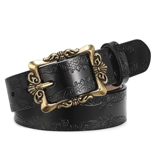 Womens Leather Belt Fashion Soft Waist Belt with Pin Buckle for Jeans Dress Leisure Pants