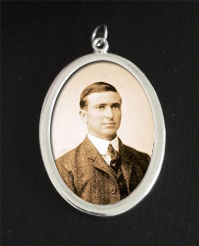 Wedding Bouquet Photo Charm Silver Plated Oval Double Sided