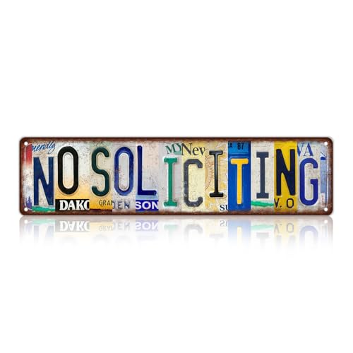 Vintage No Soliciting Metal Tin Signs Wall Decor