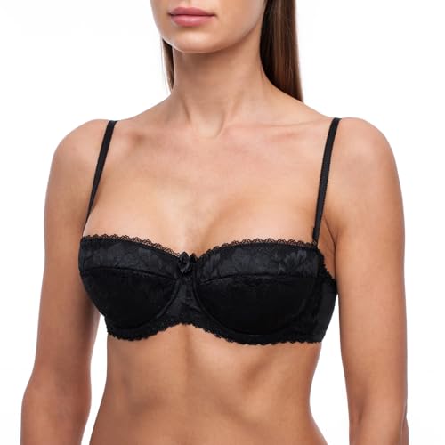 frugue Sujetador sin Tirantes Push Up Multiposiciones Mujer Negro FR 85B