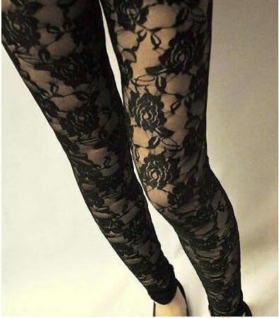 Floral Lace Leggings for Women Elastic Waist See Through Mesh Pants Y2k Vintage Fishnet Tights Pantihose - Image 5