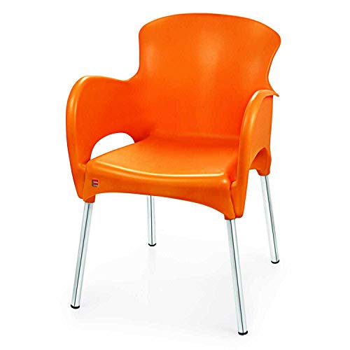 Image of Cello Xylo Chair Set Pack of 2 - Orange | Strong and Durable | Easy to Clean | Chair for Living Room, Bed Room, Kitchen, Office Room, Outdoor | 3 Years Warranty