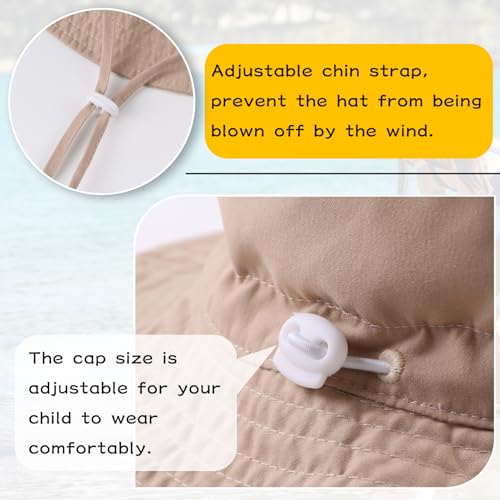 Peecabe Summer Baby Sun Hat for Boys Girls UPF 50+ Wide Brim Toddle Bucket Hat Adjustable Baby Beach Cap 0-8 Years3
