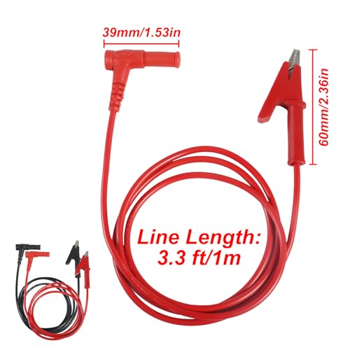 Image of DIANN 4pcs Multimeter Test Leads Banana Plug Right Angle to Alligator Clips Soft Test Cable Wires for Electrical Testing 3.3ft / 1m