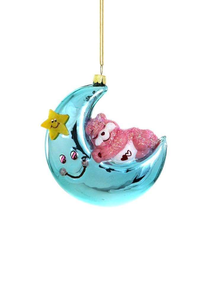 Cody Foster & Co Bedtime Sleepy Care Bear on Moon Retro Glass Christmas Ornament