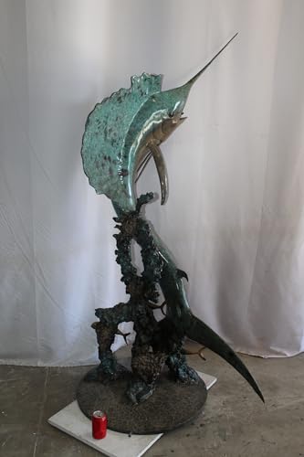 Estatua Grande de Pez Vela de Bronce para Exterior 55"x43"x78" miniatura 3
