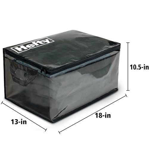 Hefty Large Flexible Tote with Breathable Mesh, Double Zipper, 2 Handles – Ideal for Moving or Clothes & Apparel Storage, Alternative to Plastic Bin, Organizer or Container – 2 Pack - image 5