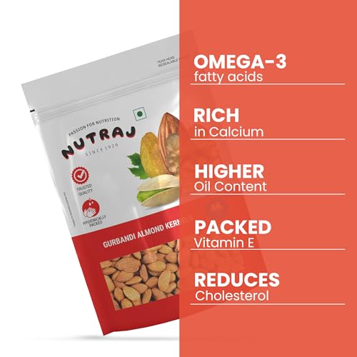 Image of Nutraj Gurbandi Almond Kernels 1 Kg (250g x 4) Pouch | Choti Giri | Badam | Dry Fruits and Nuts | Grocery Item.