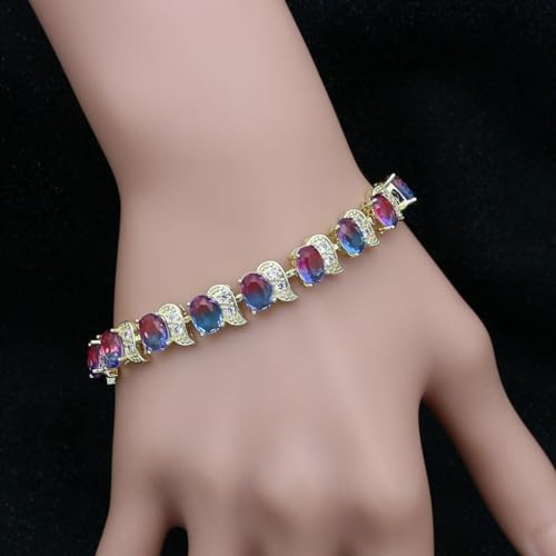 Image of LMXXVJ Fashion Tennis Bracelet Created Emerald White Gold Plated Charm Bracelet Gifts Jewelry for Women