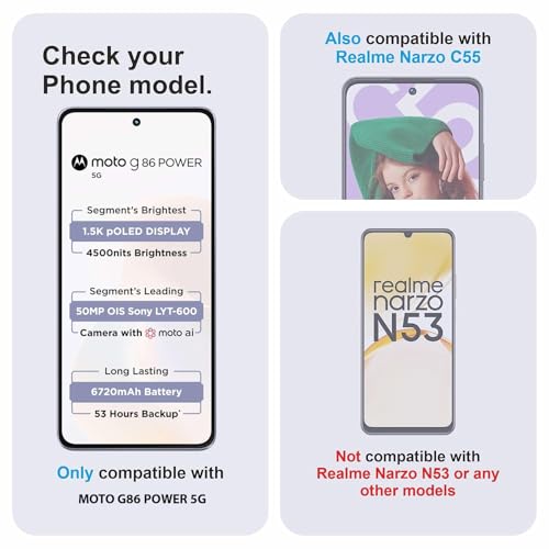 Image of Tempered Glass Screen Protector Compatible for Moto G86 Power 5G with Edge to Edge Coverage and Easy Installation Kit