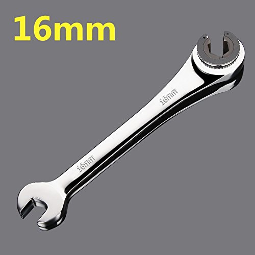 TopHomer 16mm Tubing Ratchet Wrench Ratchet Double Open End Flare Nut Wrench Chrome Vanadium Steel Fixed Head Ratchet Wrench - Image 2