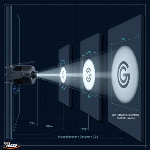 Image of TONZO 600W LED Logo Projector Light, 66000 Lumens, 7-300ft Range, 1 Custom Lens, IP67 Waterproof Outdoor GOBO Projector with Remote, Static & Rotating Signage Light for Shop Event Business Storefront