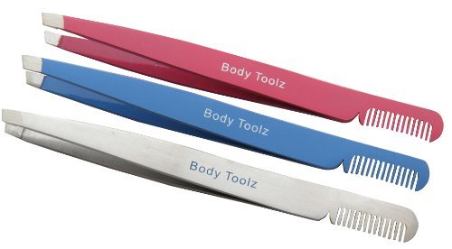 Body Toolz Slanted Tweezer with Comb, Pink by Body Toolz