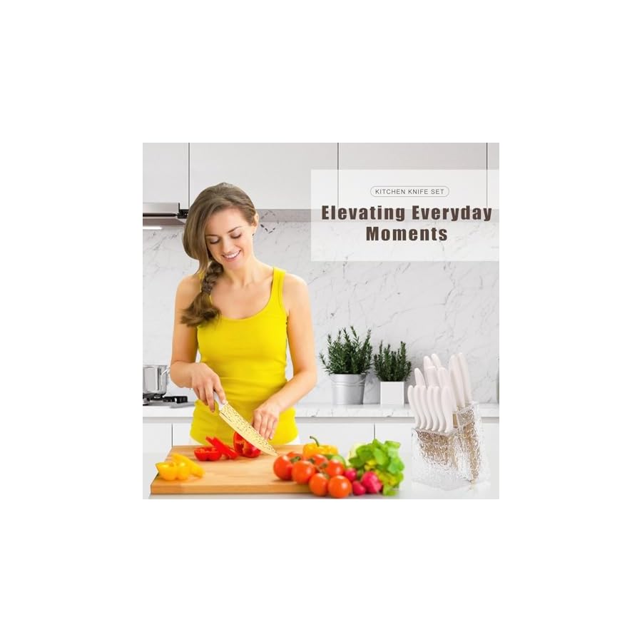 Kitchen-Knife-Set-Non-Stick-Knives-Set-with-Block-Cutlery-Knife-Block-Sets-Serrated-Steak-Knife-Scissors-and-Sharpener-15Pcs-Stainless-Steel-Chef-Sharp-Quality-with-Gold-Blade-for-Home-Pro-Use Kitchen Knife Set Non Stick Knives Set with Block Cutlery Knife Block Sets, Serrated Steak Knife, Scissors and Sharpener, 15Pcs Stainless Steel Chef Sharp Quality with Gold Blade for Home & Pro Use