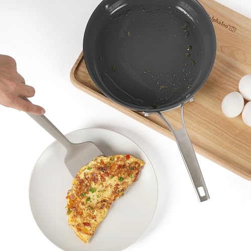 Image of Calphalon Edge Silicone Turner, Flexible Silicone Cooking Spatula with Reinforced Core, Heat-Resistant Nonstick-Safe Turner for Flipping & Cooking, Taupe