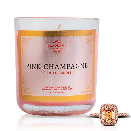 Fragrant Jewels Pink Champagne Jewel Candle with Collectible Rings (Size 5-10)