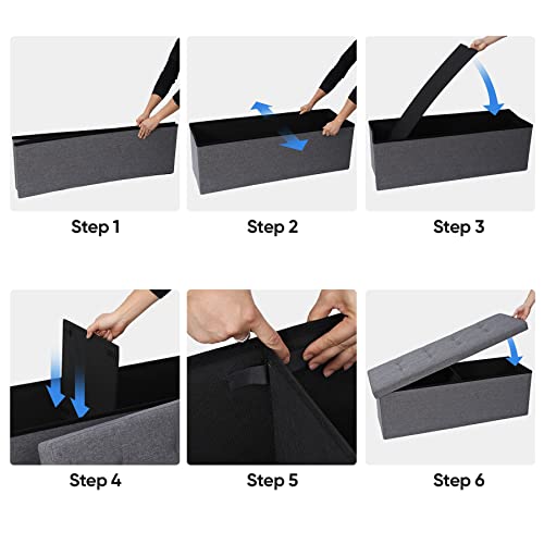 image for Nova Microdermabrasion 43 Inches Folding Storage Ottoman Bench with Di