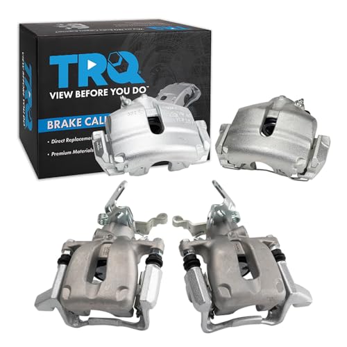 Image of TRQ Front and Rear Brake Caliper Set Zinc Coated Brackets Compatible with 2010 Volkswagen Golf 2005-2010 Jetta 2006-2009 Rabbit