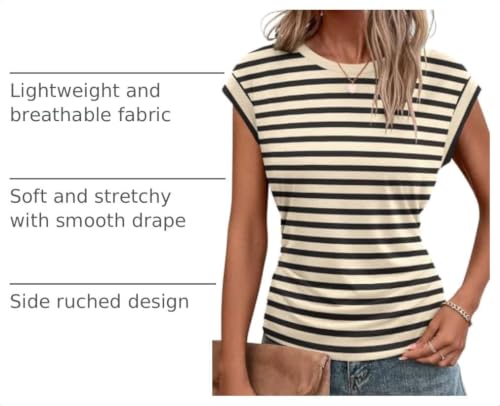 Image of Bliwov Womens Summer Tops Cap Sleeve Crew Neck Casual T Shirts