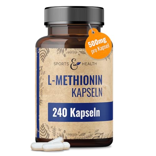 L-Methionin Kapseln - 500mg pro Tagesdosierung - 240 Kapseln - Vegan - Ohne Zusatzstoffe