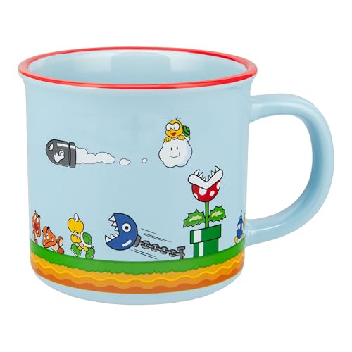 Paladone Tasse Super Mario 350 ml en céramique – Motif Mario, Luigi et Yoshi, compatible lave-vaisselle et micro-ondes, produit officiel Nintendo