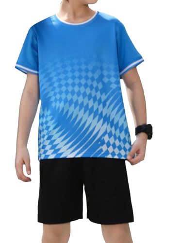 TiaoBug Kids Boys Sports Football Team Training Uniforms Short Sleeve Jersey Top with Shorts Clothes Set3