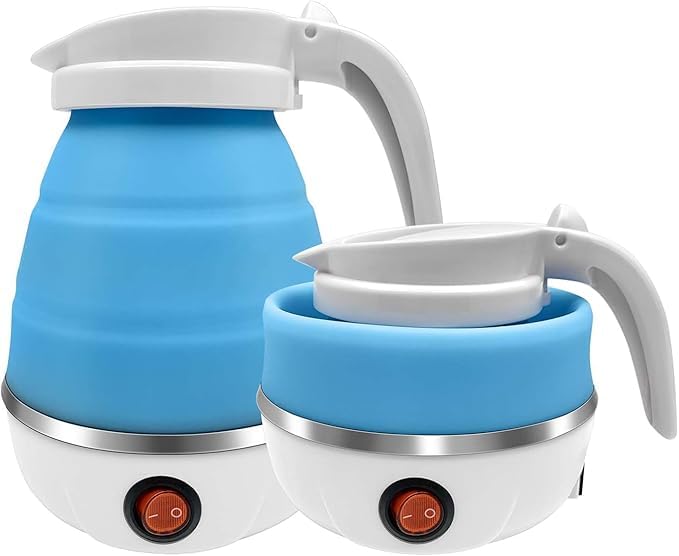 Menrexa Portable Electric Kettle, 1L Foldable Travel Design, Fast Boiling, Boil Dry Protection, 220V, Blue/White/Pink-image-33