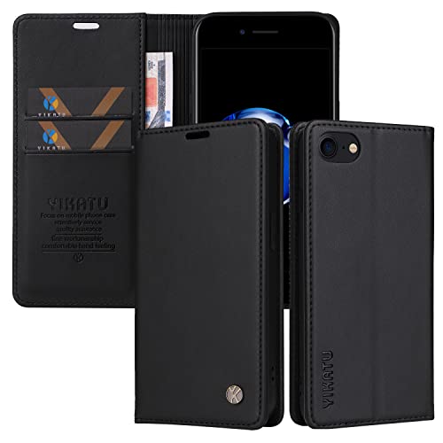 Capa Carteira Flip para iPhone SE 2022/SE 2020/8/ 7/6 Capinha de Couro com Suporte de Cartão Suporte