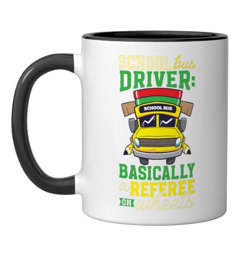 Funny School Bus Driver Appreciation anniversary Ceramic Mug, Black/White, 11oz
