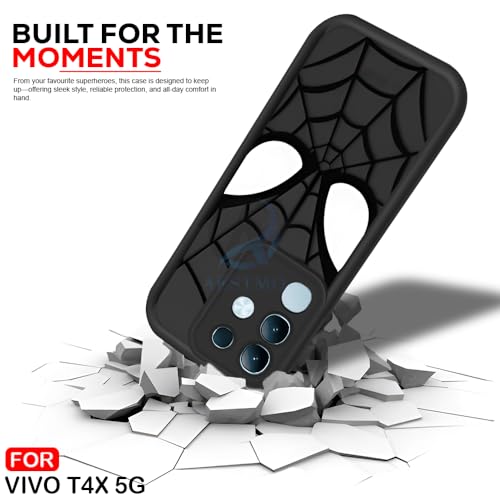Image of AESTMO Back Case Cover for Vivo T4X / Z10X / Y31 Pro 5G Cover | Spidey Face Mask Design | Silicone Case | Full Body Protection | Camera Protection Back Cover for Vivo T4X / Z10X / Y31 Pro 5G (Black)