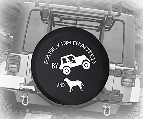 556 Gear Easily Distracted by SUV and Dogs Paw Print fits SUV and RV Spare Tire Cover Camper Accessories 32 in