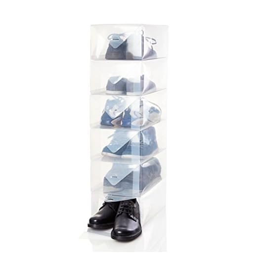 Lumaland Caja almacenaje Zapatos Hombre. Apilable. Transparente Set de 5. 35 x 22 x 14 cm
