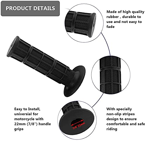 Poignées De Guidon Moto Universelles En Silicone 22mm 7/8 Pouces - Paire Antidérapante Pour Dirt Bike, Quad (Blanche)