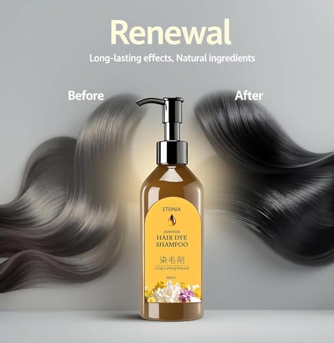 Image of Japanese Hair Dye Shampoo Long Lasting Natural Hair Dye Shampoo for Unisex, Premium Japanese Natural & Hair Colour Shampoo Black | Home Hair Color Solution - 300ml (PACK OF 1)