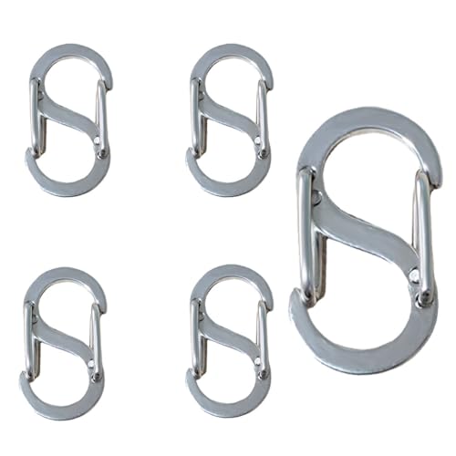 Fc'Noqgn Paquete de 5 Cierres acortadores de Doble Abertura, Cierres y broches para Collares, Conectores de Acero Inoxidable S-Lock para Pulseras, broches para Collares (Plateados)