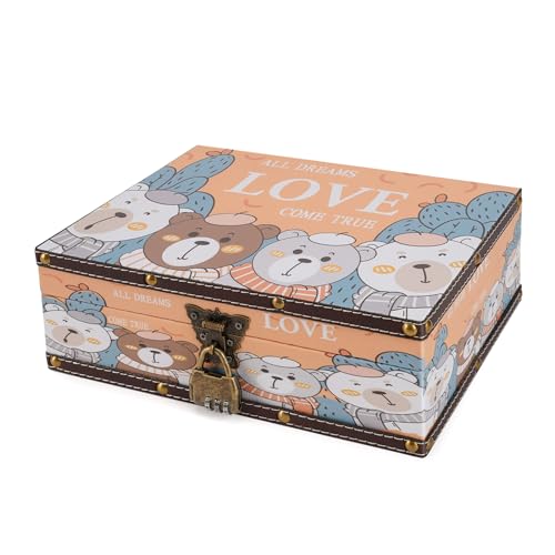 Listado de Cofres , tabla con los diez mejores. 49 Cofre del tesoro de madera y piel con tapa y cerradura, caja decorativa de almacenamiento de joyas para niñas y mujeres, para cumpleaños, boda, guardería, oficina, decoración...