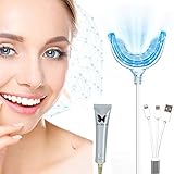 Lámpara de blanqueamiento dental: la unidad de luz de blanqueamiento dental se basa en las condiciones de un LED azul fuerte y un kit de blanqueamiento acelerado para eliminar las manchas de café, vino y tabaco del gel.