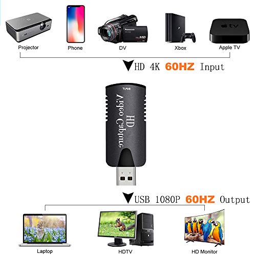 BKSDMAN HD Videoaufnahmekarte 4K Input 1080P 60fps Capture streamen, aufnehmen und Teilen - USB 2.0 Video Capture Karte,unterstützt Videoaufzeichnung Live-Übertragungen – Bild 5