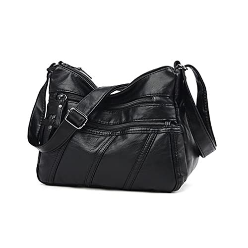 Sac à bandoulière pour femme en cuir synthétique souple à poches