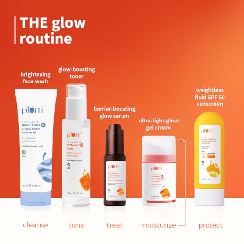 Image of Plum 1% Vitamin C Ultra-Light-Glow Gel Cream with Calendula | Fades Dark Spots, Boosts Glow, Deeply Hydrates | Lightweight, Non-Greasy Face Moisturizer | All Skin Types | for Women and Men | 50g