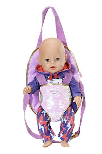 Zapf Creation 831113 BABY born Happy Birthday lila Puppen-Tragesitz für 43cm & 36cm Puppen, mit Wendepailletten und… – Bild 3