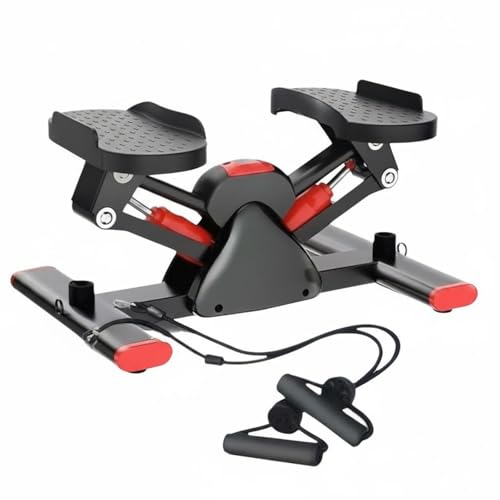 KiBcsLic Stepper Lateral Estable Pedaleador Compacto de Piernas Pantalla Digital Máquina de Movimientos, Negro+Rojo