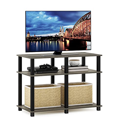 Image of Furinno Turn-N-Tube 3-Tier TV Stand for 40-Inch TV, French Oak | Open Frame Design, Toolless Assembly, Rectangular Entertainment Center, TV Console, for Living Room, Bedroom