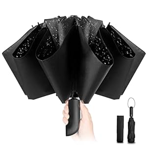 Compact Umbrella Windproof Strong – Automatic Windproof Inverted Umbrellas for Men and Women, 210T Teflon Coating 105cm…