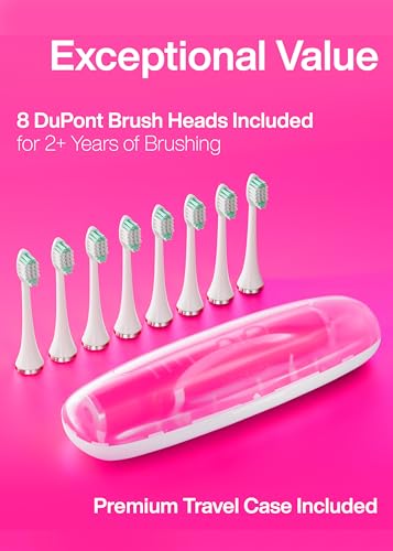 Image of Aquasonic Vibe Series Ultra-Whitening Toothbrush a€ inch ADA Accepted Electric Toothbrush - 8 Brush Heads & Travel Case a€ inch 40,000 VPM Motor & Wireless Charging - 4 Modes w Smart Timer a€ inch Electric Pink