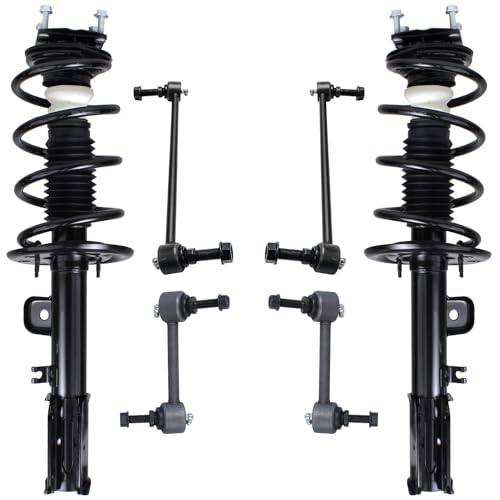 Image of Detroit Axle - 6pc FWD Front Struts Sway Bars for 2011 2012 2013 Ford Explorer, 2 Struts w /Coil Spring 4 Front and Rear Sway Bars Replacement Quick Install Ready Struts Shocks Assembly