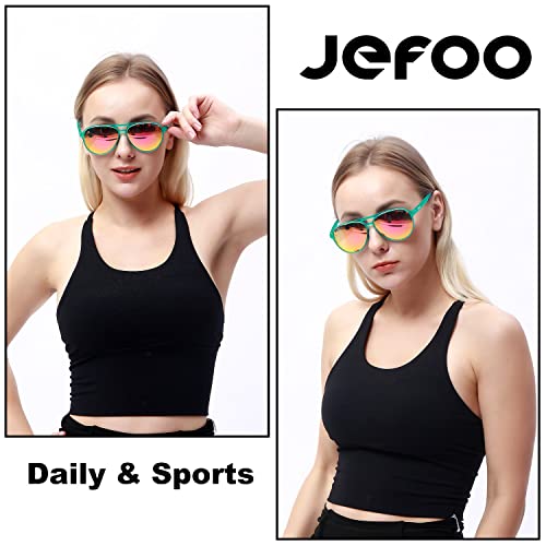 Image of Jefoo Polarized Aviator Sunglasses for Women Men Retro Trendy Sports Sunglasses for Outdoor UV400 Protection