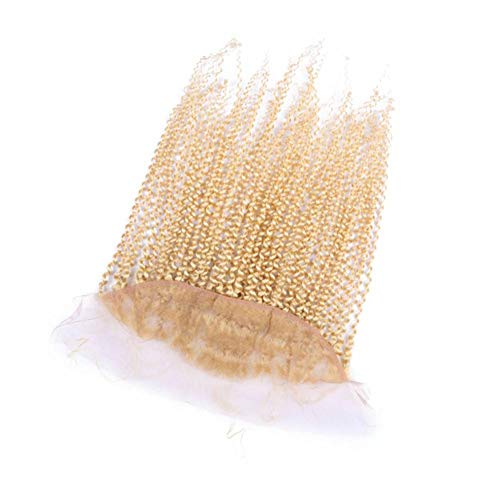 Tony Beauty Hair Kinky Curly #613 Blonde Full Lace Frontal Closure 13X4 With Bleached Knots Bleach Blonde Virgin Brazilian Human Hair Ear To Ear Lace Frontal 8-24" (16Inch) #TOP3