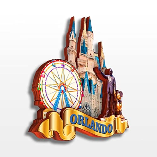 Imán decorativo de madera de Orlando Florida USA pequeño miniatura 2